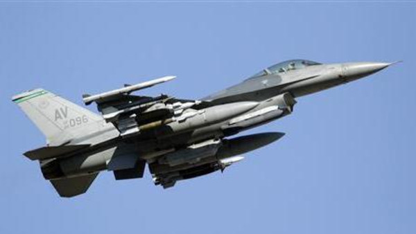 File photo of a F-16 jet fighter flying over the NATO airbase in Aviano