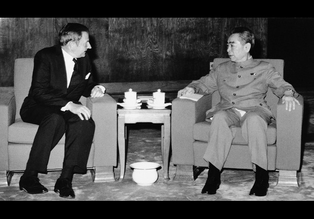 David Rockefeller with Chinese Premier Chou En-lai in Peking, June 1973. (AP Photo)