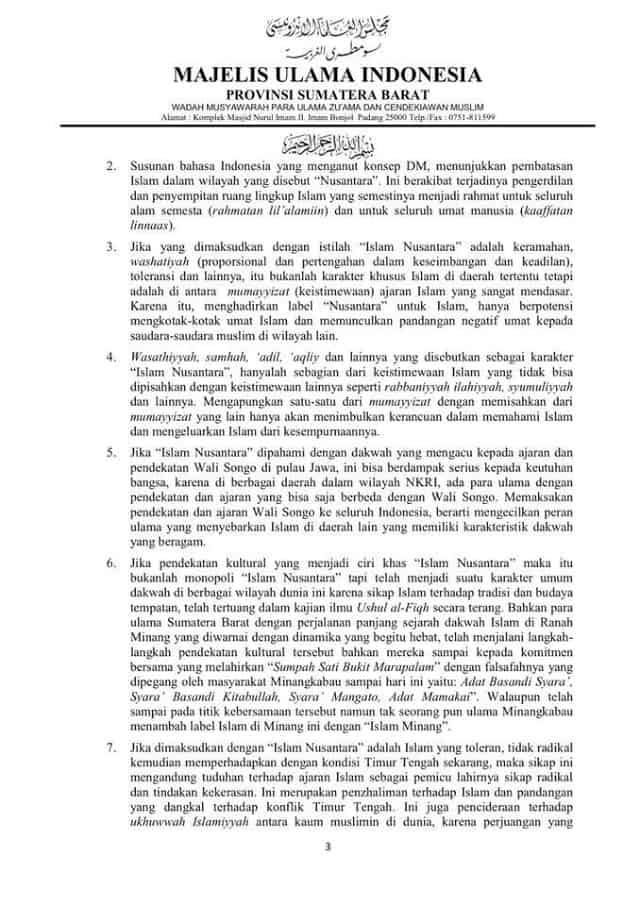 MUI Sumatera Barat Resmi Tolak ‘Islam Nusantara’ - Eramuslim
